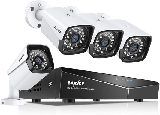 4-Channel 1080P HD Wired Security Camera System, XPoE Network with 100ft Night Vision, 4 Outdoor IP Bullet Cameras, Real Plug & Play - No Hard Drive