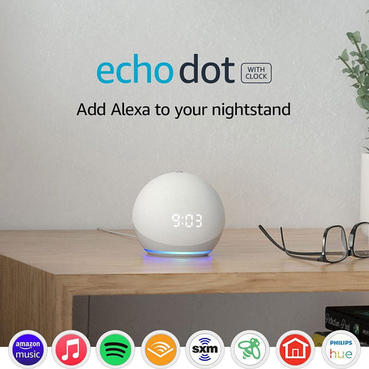 Echo Dot (4th Gen) – Smart Speaker with Clock & Alexa (Glacier White)